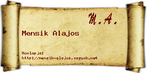 Mensik Alajos névjegykártya